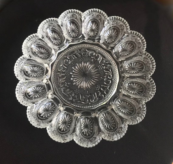 Vintage Concord Brockway Glass Crystal Clear Deviled Egg Plate