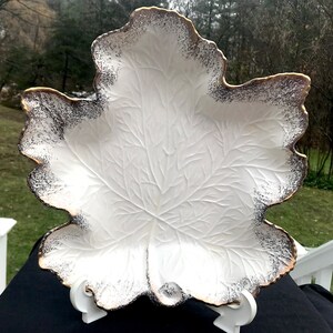 Mid Century Large White Speckled Gold Leaf Dish Coffee Table California Originals 719