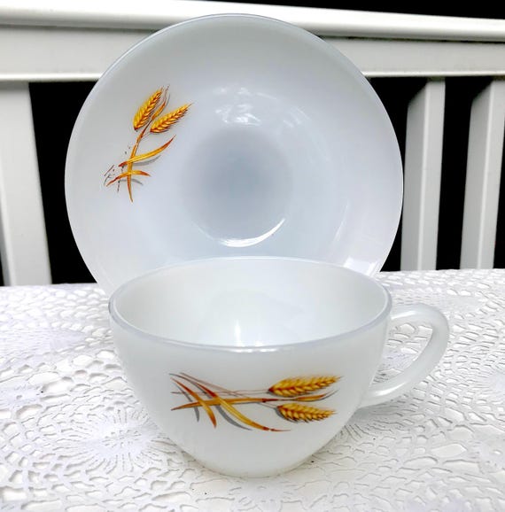 Anchor Hocking Fire King Wheat Cup and Saucer Set - Etsy New Zealand