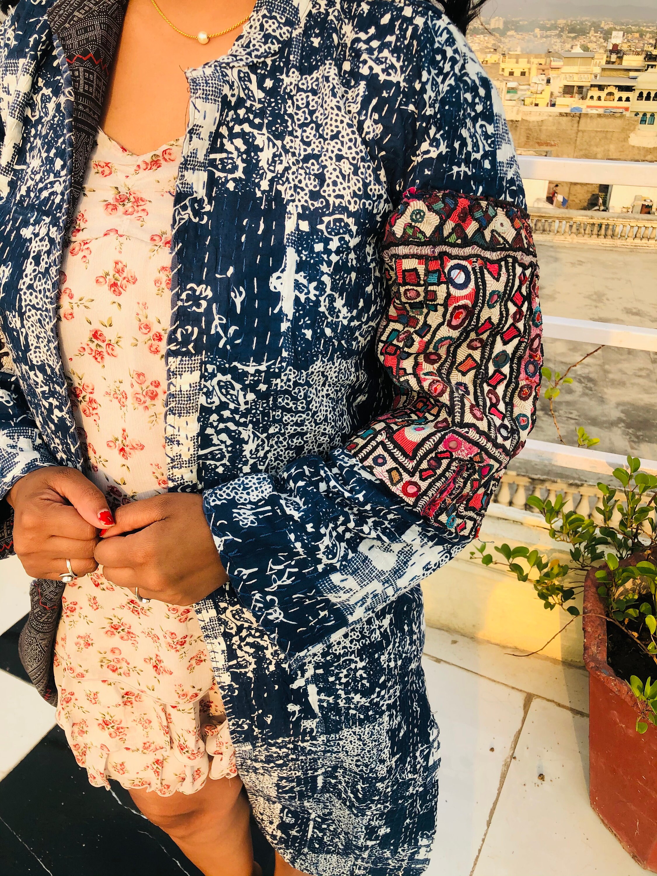 Patchwork Long Coat / Embroidered Coat / Handmade Jacket / Recycled