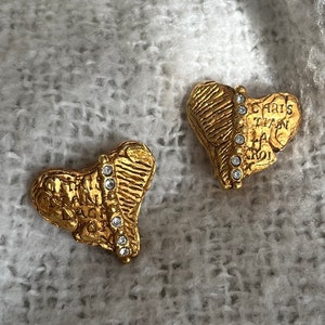 Orecchini a clip vintage, gioielli Christian Lacroix, accessori a forma di cuore, gioielli di design di lusso, regalo di anniversario, regalo per la moglie