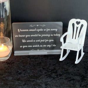 Wedding Memorial Sign, Resevered Seat, In Loving Memory, Acrylic Memory Sign, Table Memory Sign, Deceased Memory, Loved ones in Heaven.