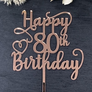 Happy 80th Birthday Cake Topper Eighty 80th Birthday 80th Cake Topper acrylic birthday cake topper for her pretty crusive font caketopper