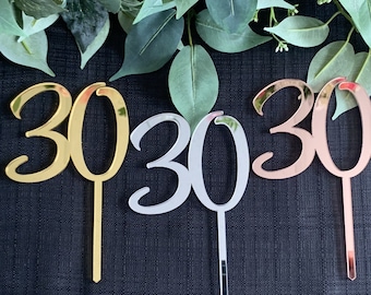 30 Cake Topper, 30th, Thirty, Happy 30th, 30 Birthday Cake Topper, Acrylic or Timber. Cupcake.Multi-Sizes & Colours. QUICK NEXT Day POST