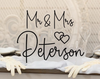 Personalised Layered Mr & Mrs Sign | Freestanding Bridal Table Sign | Wedding Top Table Decor