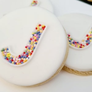 Sello en relieve con contorno de galleta de la A a la Z, sello en relieve para galletas, sello para fondant con glaseado, plantilla con alfabeto para galletas