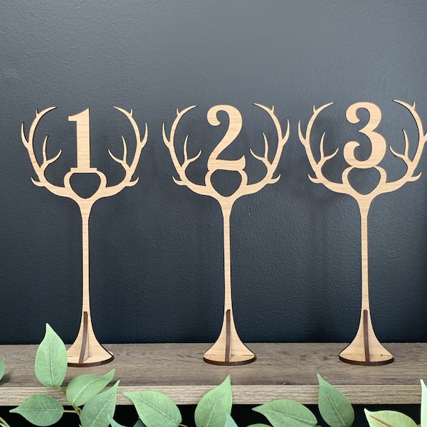 Antler Timber Table Numbers,  Wedding Table Decor, Rustic wedding Decor, Timber Numbers, Event Numbers.