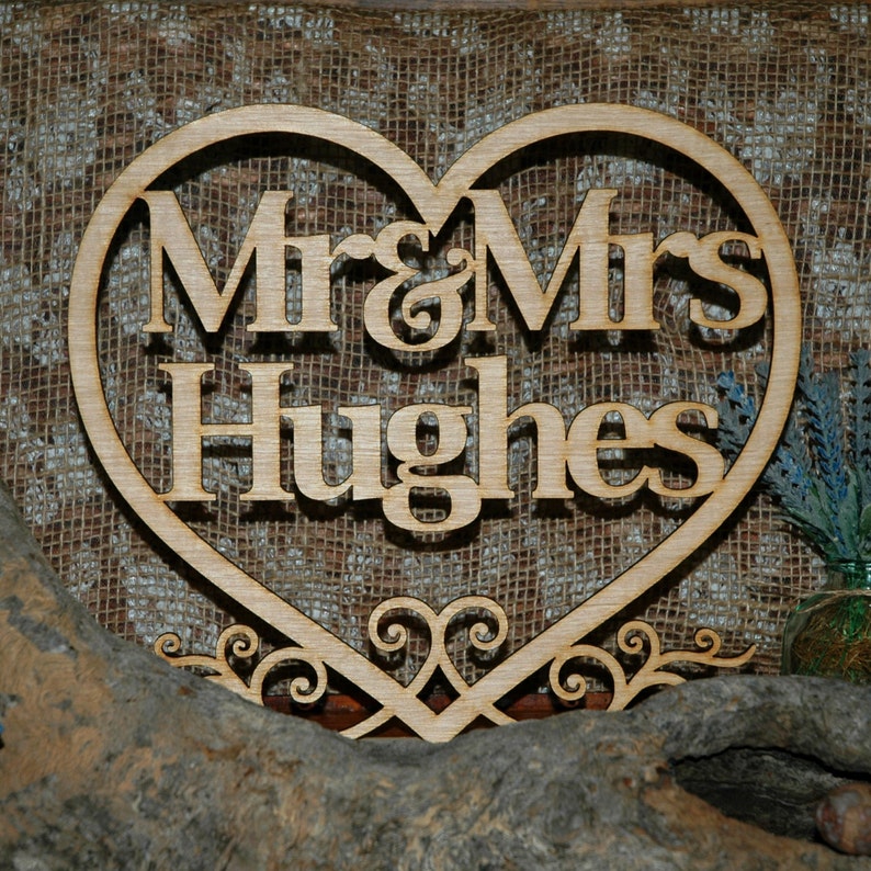 Mr &amp; Mrs Wedding Table Sign with surname customised Bridal
