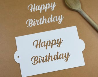 Happy Birthday Tiramisu Stencil | Dessert Decorating Template, Cocoa Powder Stencil
