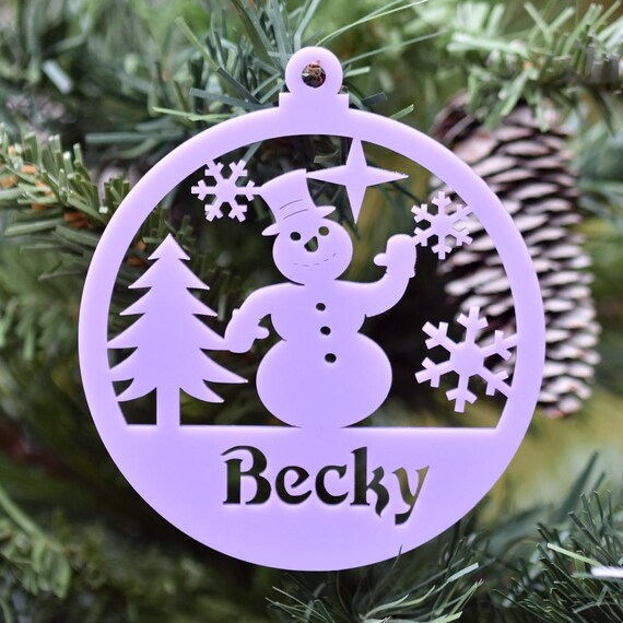 Mini décoration de Noël bonhomme de neige avec prénom personnalisé, Décoration de Noël pour la