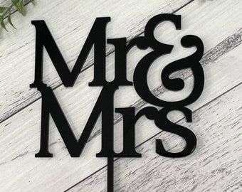 Mr & Mrs Cake Topper, Wedding Cake Topper, Cake Decor, ACRYLIC or RUSTIC WOODEN Finish D12