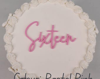 Sixteen Cake Charm | Sixteen for Vintage Style Cake  | Acrylic 16 Cake Plaque