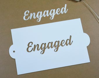 Engaged Tiramisu Stencil | Engagement Dessert Stencil | Bridal Party Cake Stencil | Cocoa Powder Template | Reusable Stencil