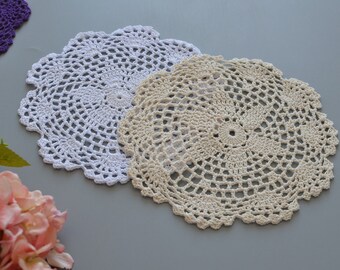 Lot 12 pcs hand crochet 8" round doilies for wedding, handmade lace doilies centerpiece, table mat for home decor