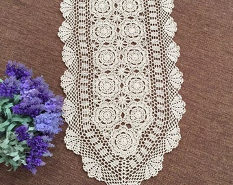 38 Round Embroidery Crochet Table Topper Handmade Vintage