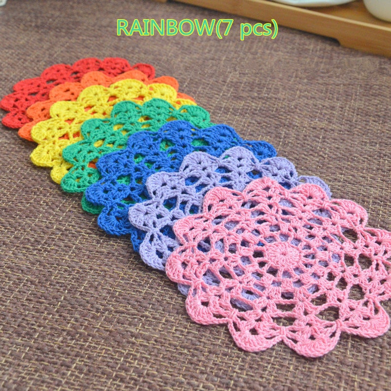 Hand Crochet Assorted Coloful Round Doilies Lovely Handmade Etsy
