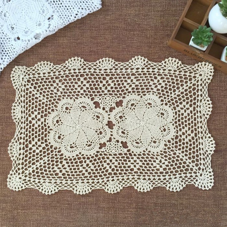 Hand Crochet Placemats 100 Handmade Oblong Table Doilies Etsy