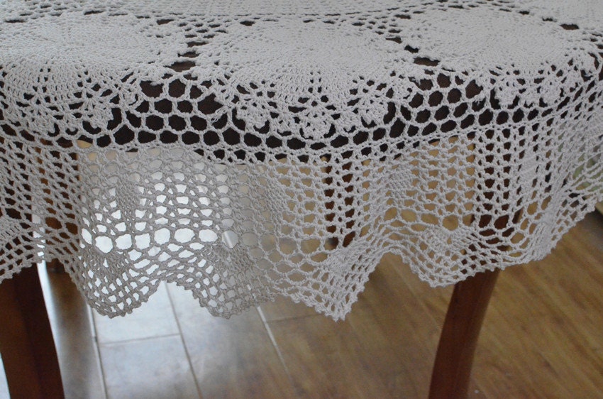Delicate Crochet Tablecloth Oval 100 Hand Crocheted Table Etsy