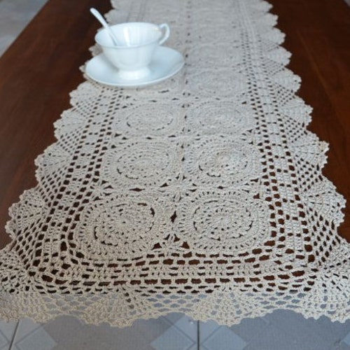 Hand Crocheted Table Runner Oblong 100 Handmade Table Etsy