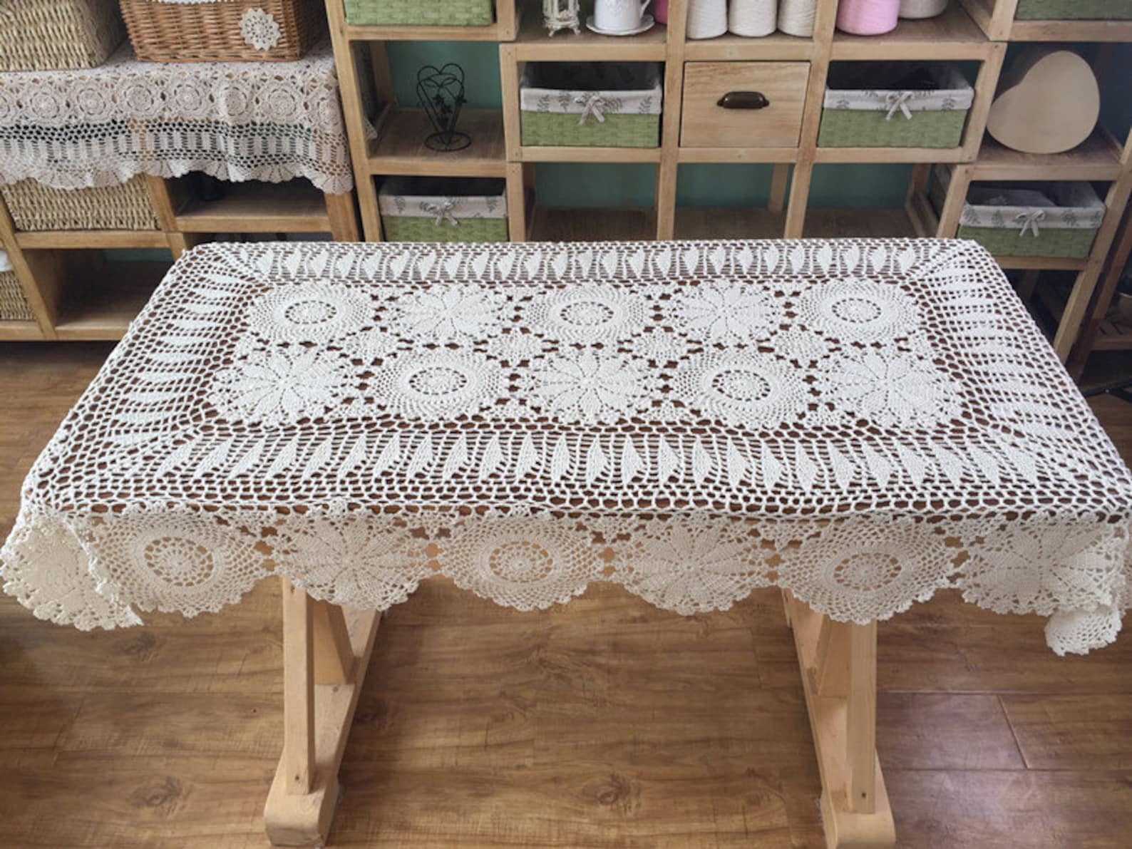 39x63 Rectangular Tablecloth Hand Crochet Table - Etsy