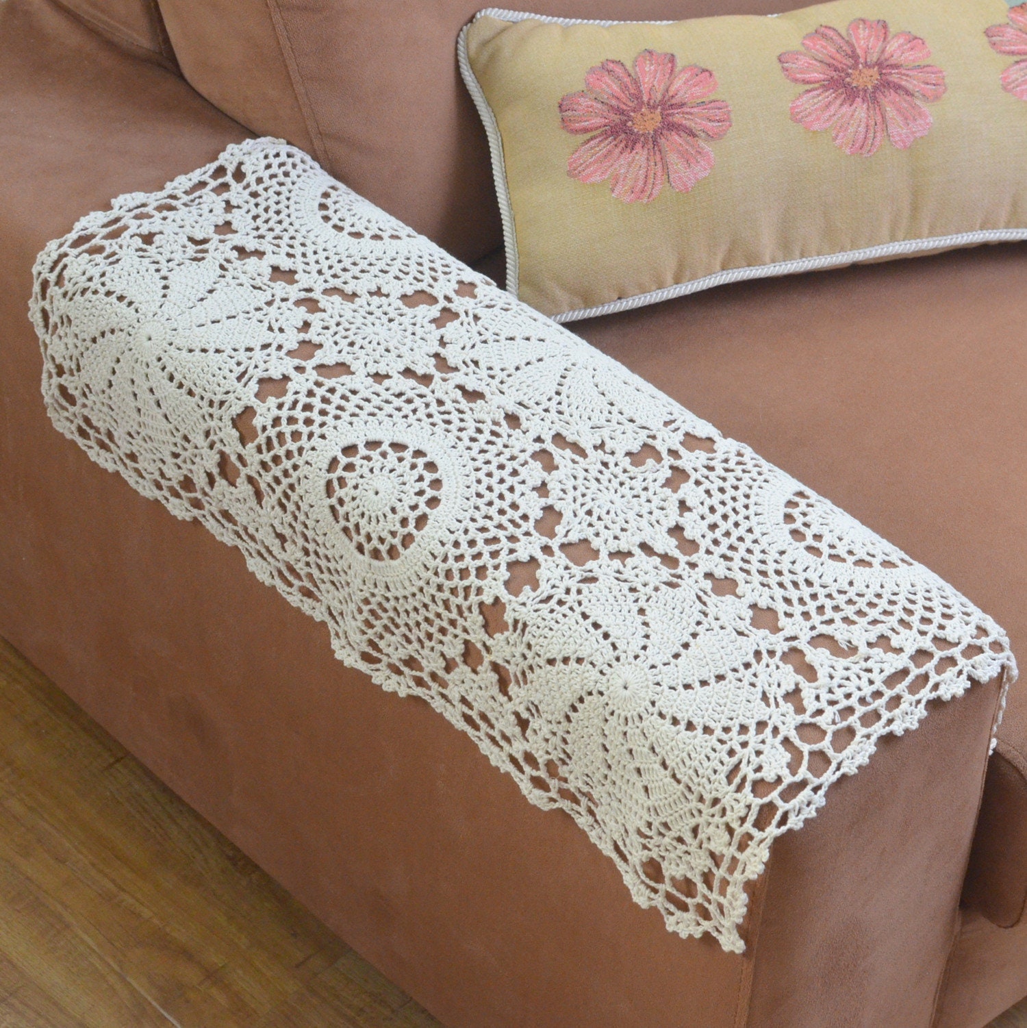 Warmtree 3 Pcs Lace Sofa Throw Cover Armchair Slipcovers Sofa Back Covers Table Cover Back Couch Covers Table Sofa Doily 35 inch by 35 inch