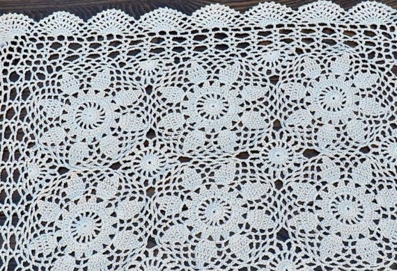Hsvanyr Crocheted Dollies Dresser Top Protector Elegant Tablecloths Cover  for Parties Banquet 12x59 inch Centerpiece Anniversary Housewarming Gift