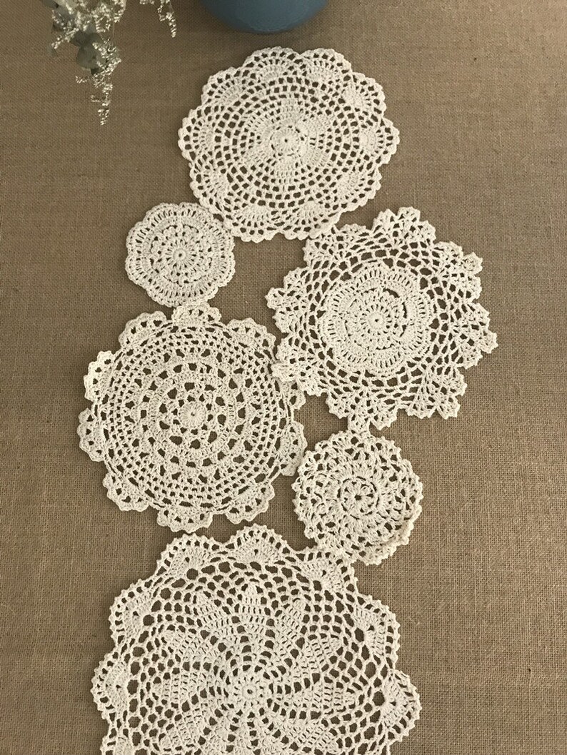 Set 11 Pcs American Assorted Round Table Doilies Hand Etsy