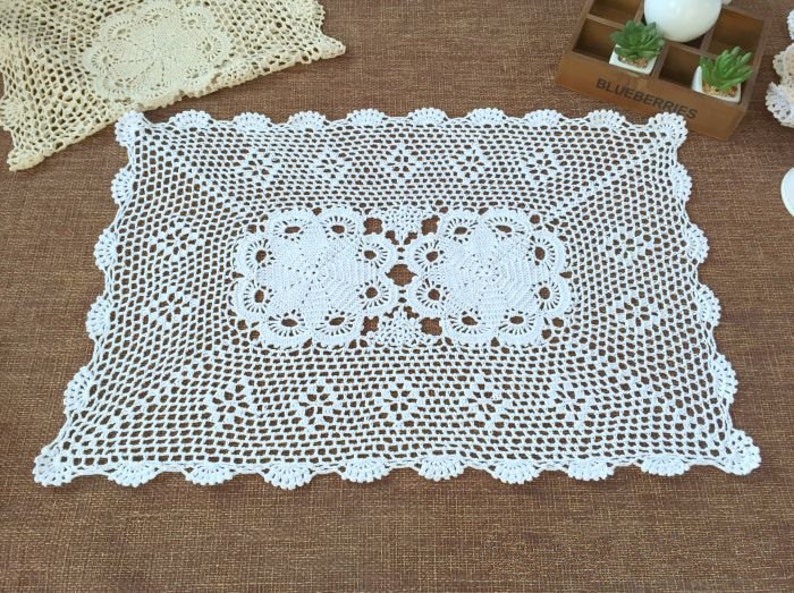 Hand Crochet Placemats 100 Handmade Oblong Table Doilies Etsy