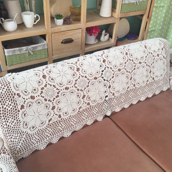 Country Living Hand Crochet Couch Cover Snow Flake Design Etsy