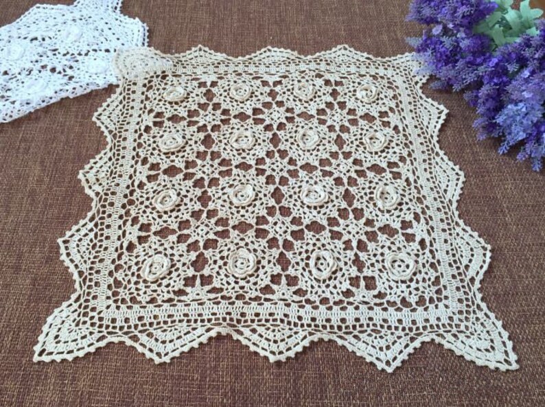 20x20 Square Table Cover Starched Tablecloth Etsy