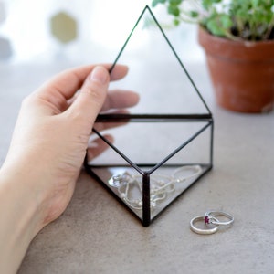 Jewelry Holder,Stained Glass Wedding Ring Box, Ring Dish, Ring Display, Triangle Box, Wedding Ring Holder /JB01/ image 1