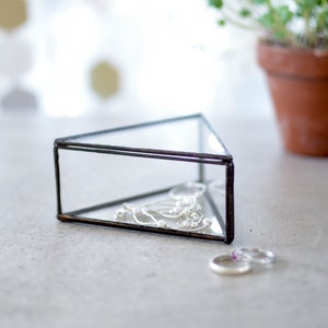 Jewelry Holder,Stained Glass Wedding Ring Box, Ring Dish, Ring Display, Triangle Box, Wedding Ring Holder /JB01/ image 2