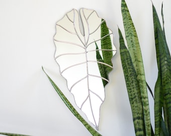 Alocasia Leaf Mirror, Floor Mirror, Modern Stain Glass Mirror, Mirror Wall Decor, Urban Jungle, Bathroom Mirror, Home Decoration