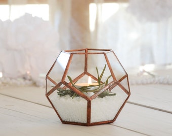 Wedding Candles, Wedding Gifts, Glass Terrarium, Geometric Terrarium, Stain Glass Terrarium, Wedding Table Decoration /CH01/