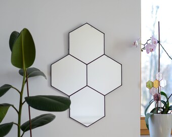 Honeycomb Mirror, Geometric Mirror, Wall Mirror, Hexagon Mirror, Large Mirror