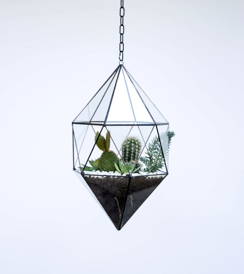 Stained Glass Terrarium Hanging Glass Terrarium Large Geometric Planter
