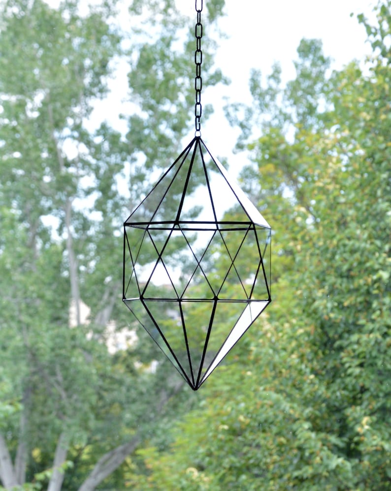 Stained Glass Terrarium Hanging Glass Terrarium Large Geometric Planter