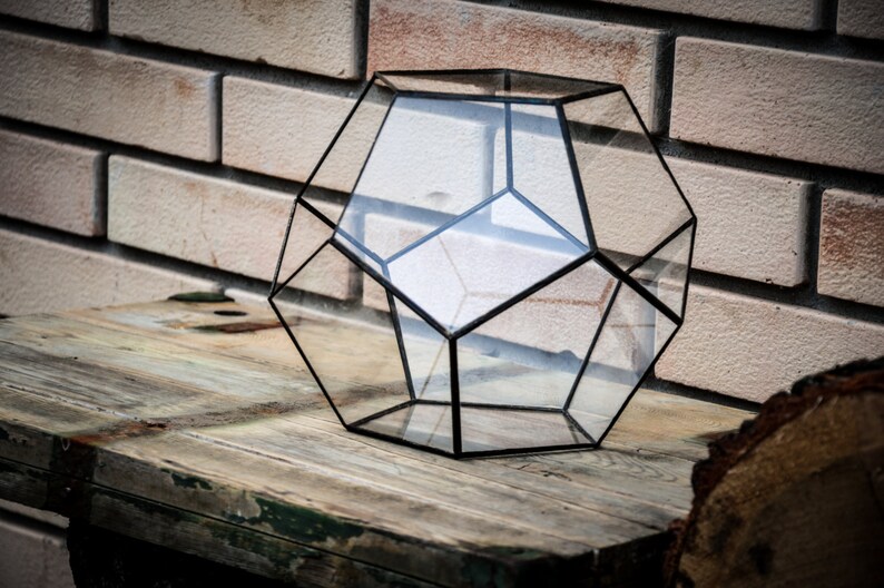 Large Glass Terrarium, Home Office Decor, Geometric Terrarium, Stain Glass Planter, Terrarium Kit, Gift For Him, Gift For Her, Cozy, Home image 6