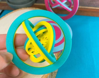 Two-color gyroscope coin fidget spinner - Quiet 3D printed fidget toy in custom colors