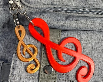 Treble Clef Keychain for Marching Band, Musicians | Music Teacher Bag Charm Gift in Custom Colors