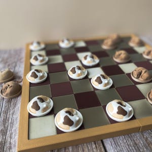 Cat Checkers Set - Unique Game Pieces for Cat Lovers - Cute personalized gift for birthdays, friends, coworkers, family