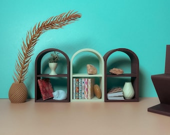 Dollhouse Miniature Single Bookshelf or Set - Mid Century Modern Style 1:12 Scale Furniture