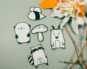 Imanes minimalistas de animales con garabatos - Decoración de cocina escandinava