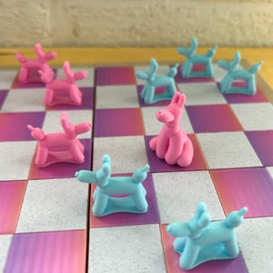 Balloon Dog Checkers Set - Themed Game Pieces