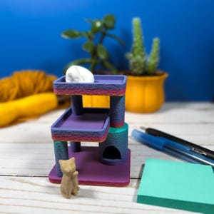 Cat Tree Desk Buddy – Miniature 3D Printed Office Decor image 1