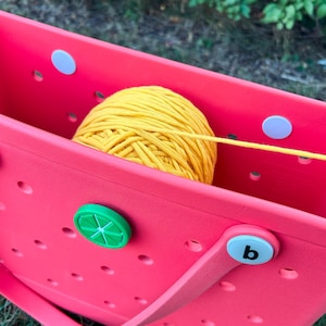 Yarn Holder for any EVA Bag - Personalized Spinning Yarn Minder for Beach Bags -  Tote Add-on for Knit and Crochet