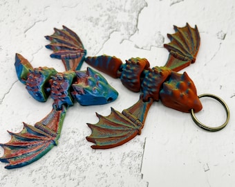 3D Printed Dragon Keychain - Articulated Body and Wings