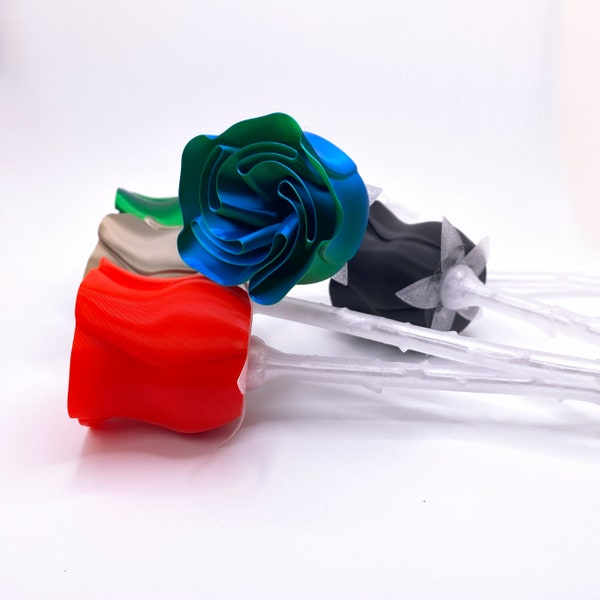 Eternal Love Roses - 3D Printed Forever Rose with Clear White Stem - Faux Flower Gifts, Wedding and Home Decor, Multiple Colors