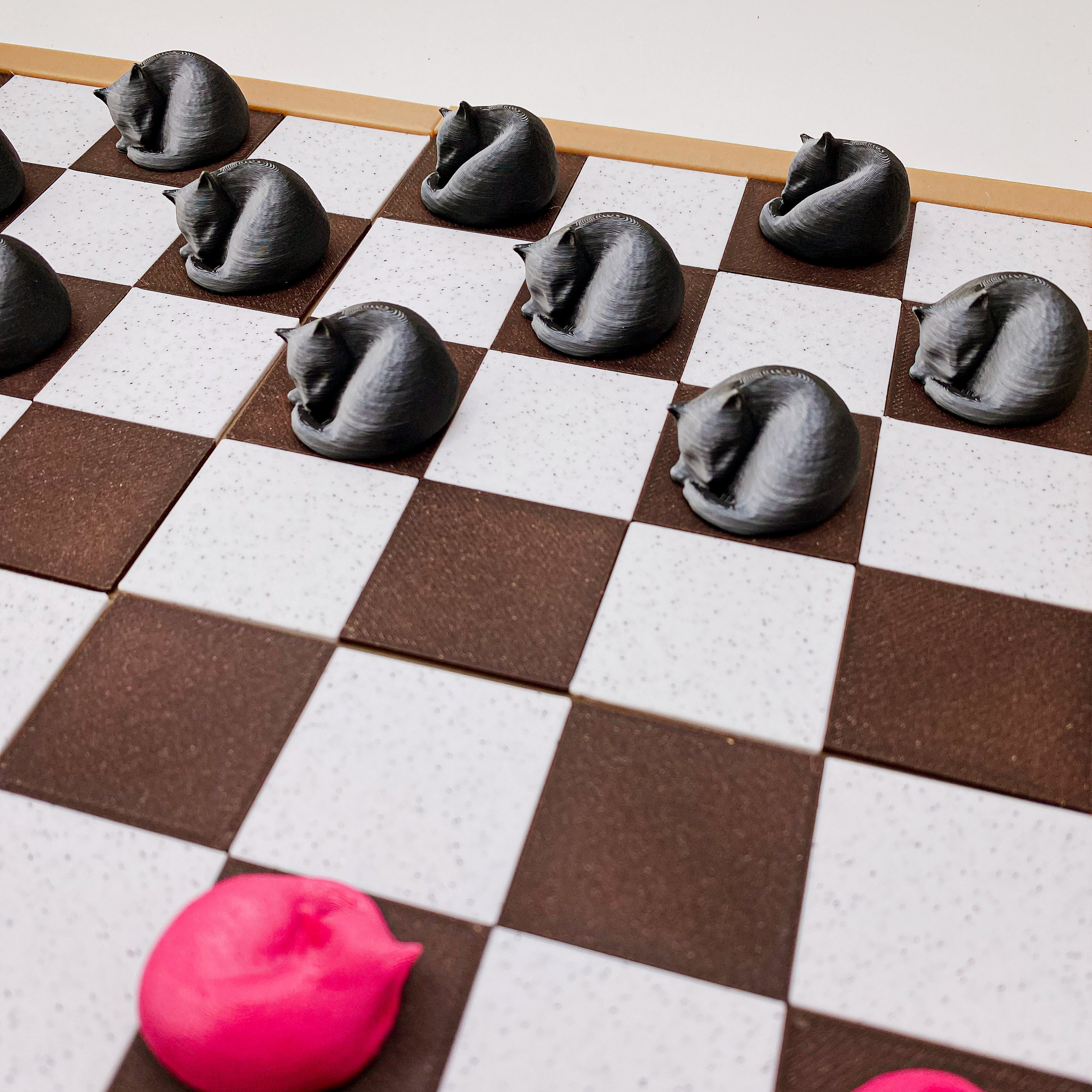 Cute Cat Checkers Set Unique Game Pieces for Cat Lovers Personalized Gift for Birthdays, Friends