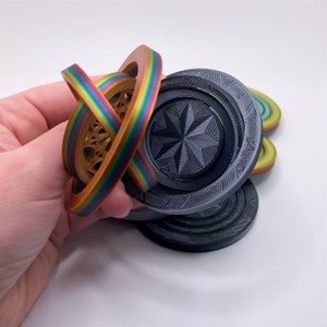 Gyroscope Coin Fidget Spinner - 3D Printed Quiet Design in Custom Colors